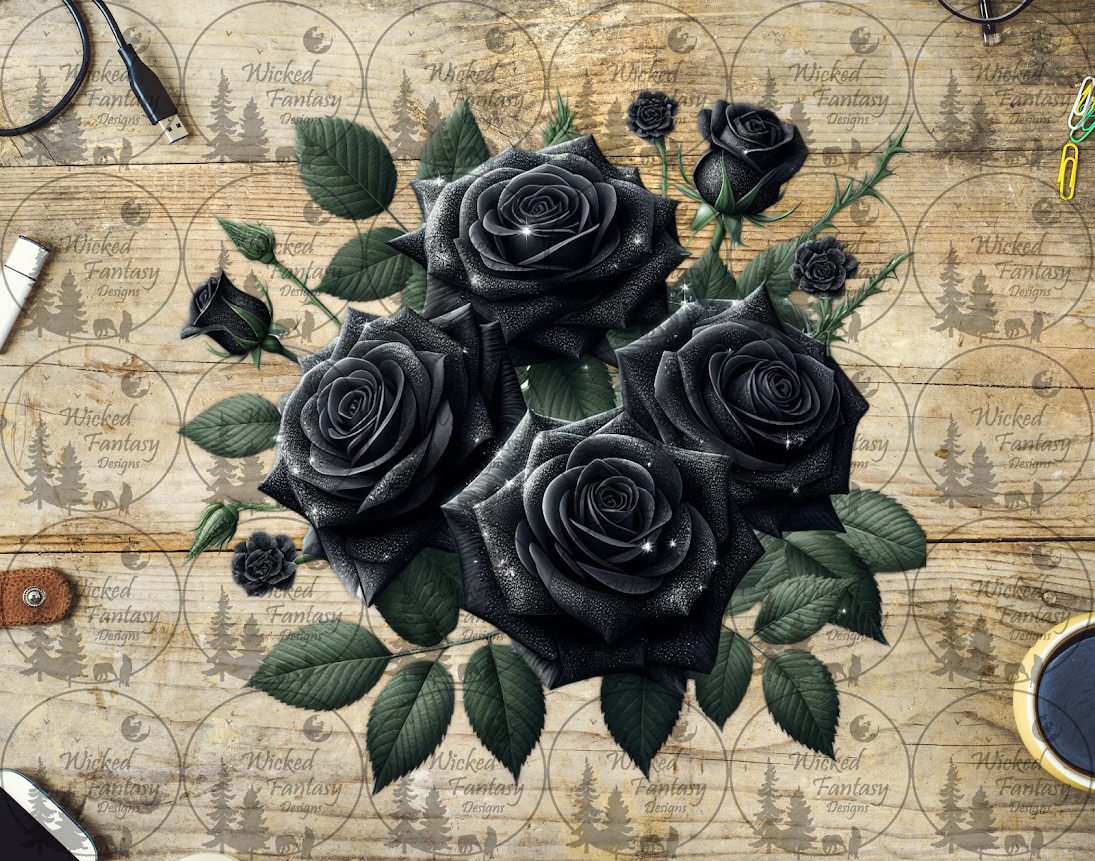 UVDTF Sparkling Black Roses