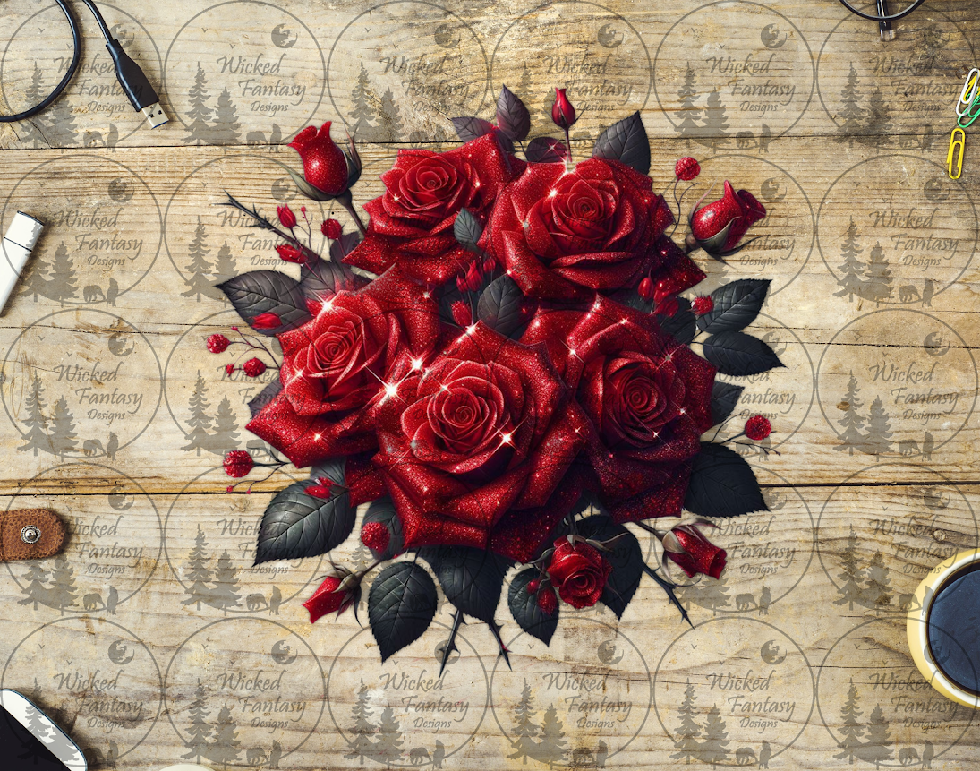 UVDTF Sparkling Red Roses and Thorns