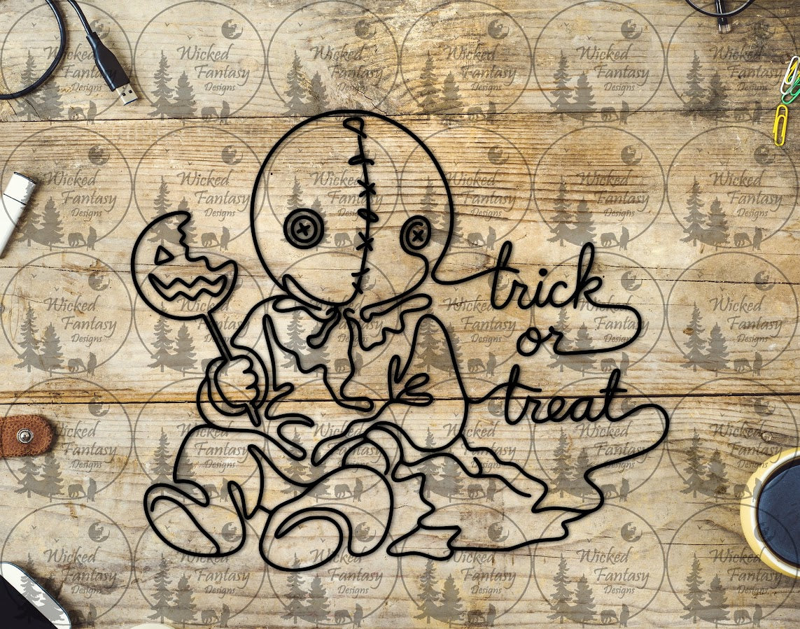 UVDTF Trick or Treat Line Art Doll
