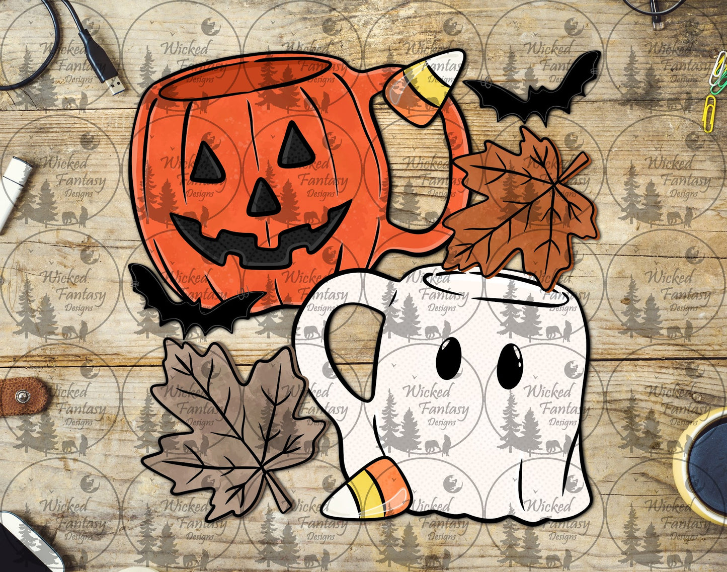 UVDTF Jack o Lantern and Ghost Mugs