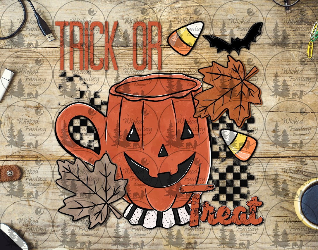 UVDTF Trick or Treat Pumpkin coffee cup