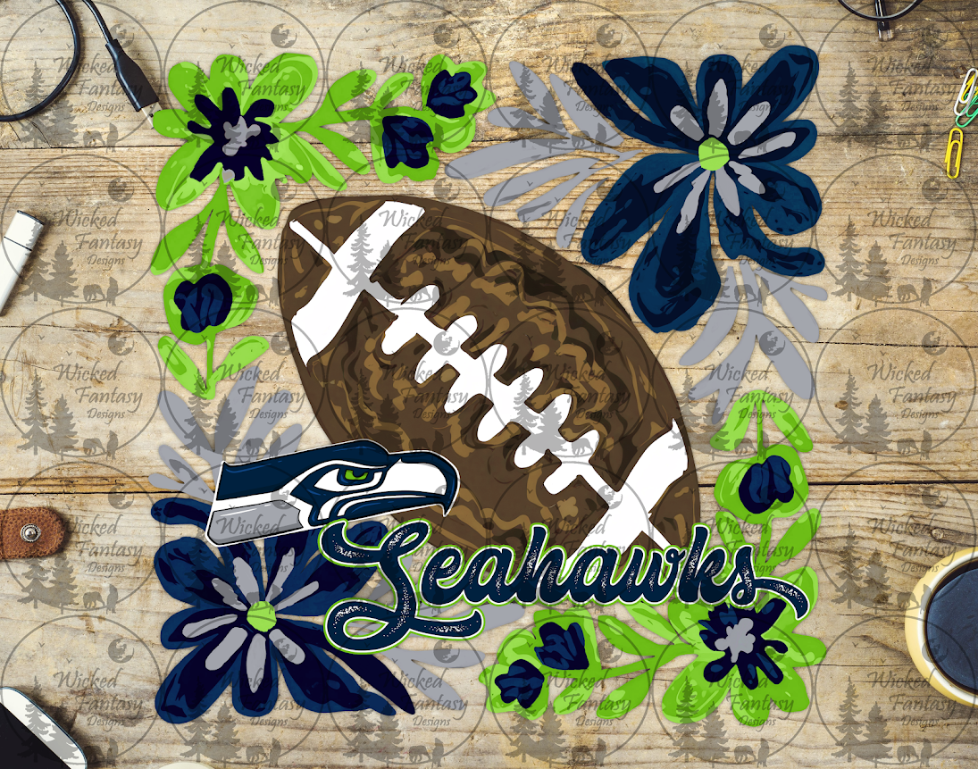 UVDTF Floral Football Seahawks