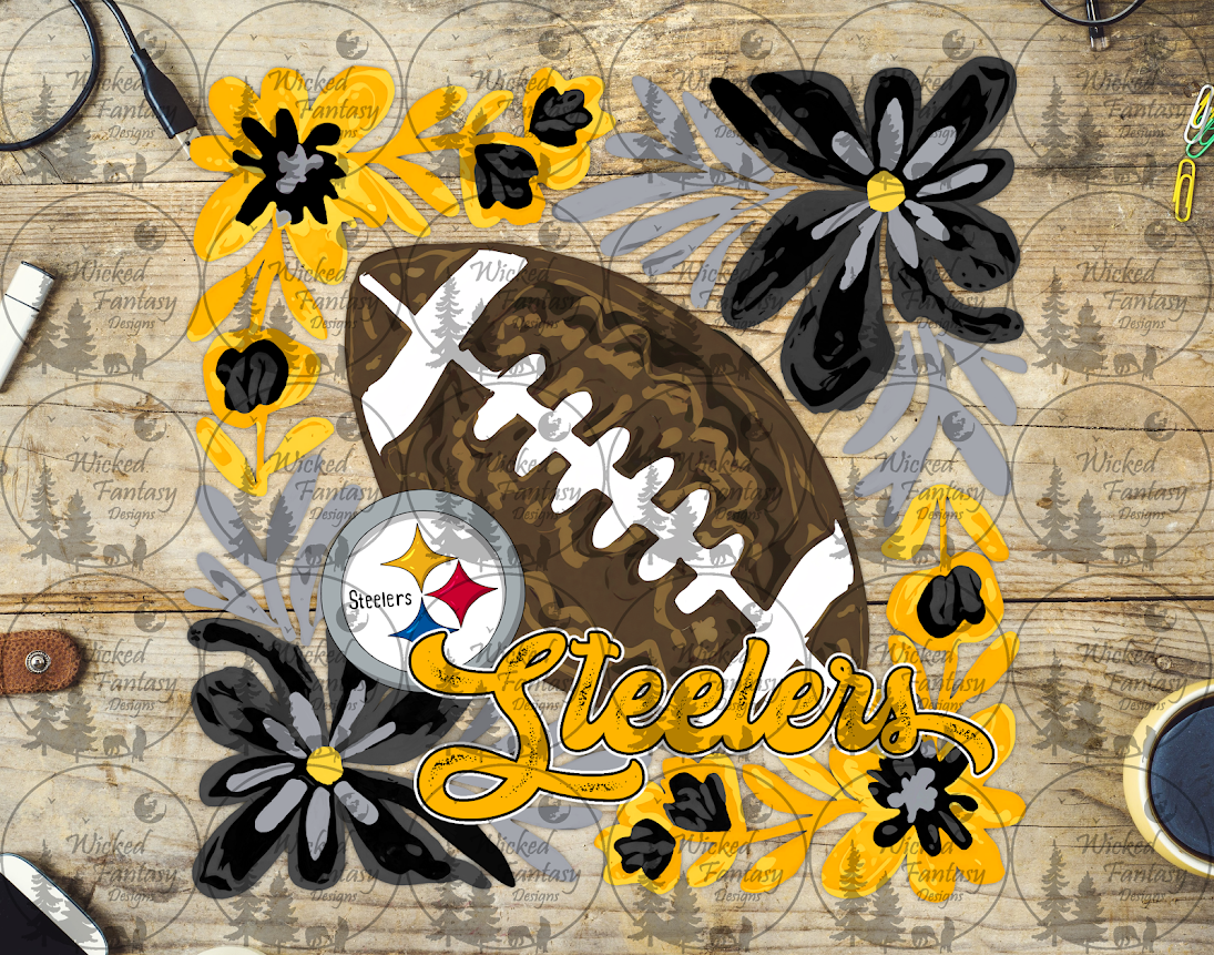 UVDTF Floral Football Steel