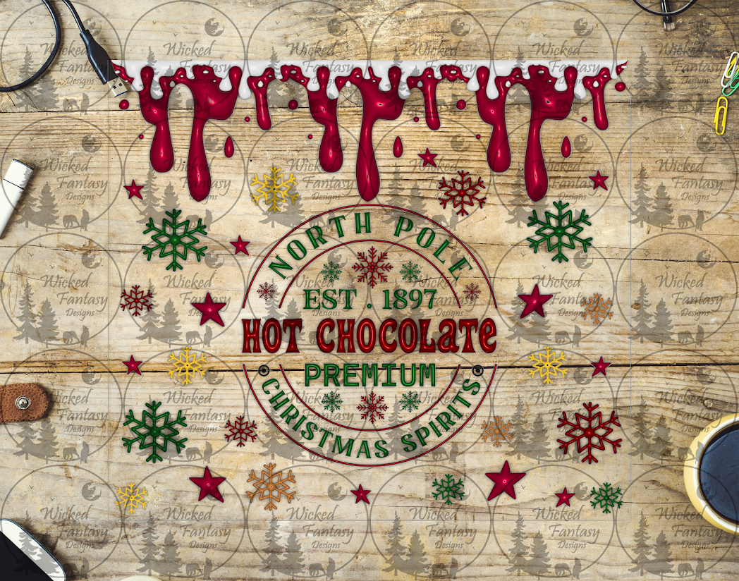 UVDTF North Pole Hot Chocolate Premium Christmas Spirits 20oz 30oz 10"x10" Element
