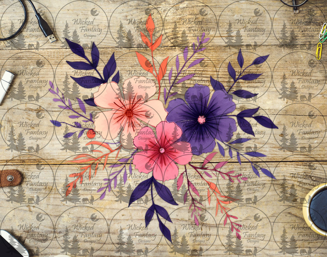 UVDTF Peach Pink and Purple Floral Arrangement