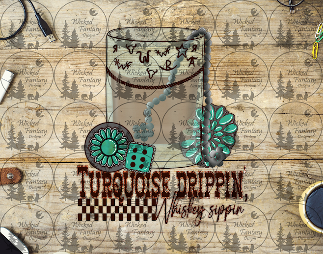 UVDTF Turquoise Drippin Whiskey Sippin