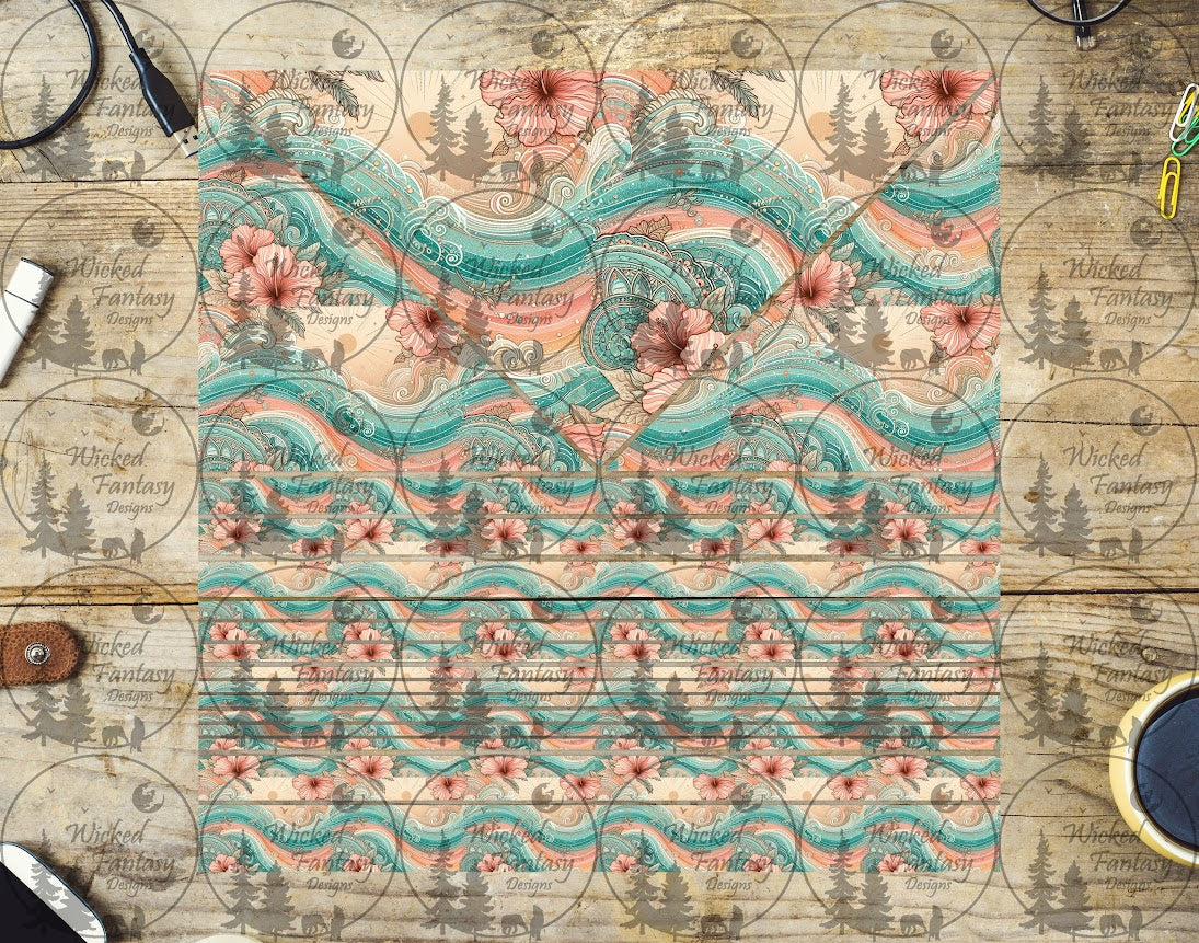 UVDTF Tropical Waves Triangles and Striping 20oz 30oz 10"x10" Element Sheet