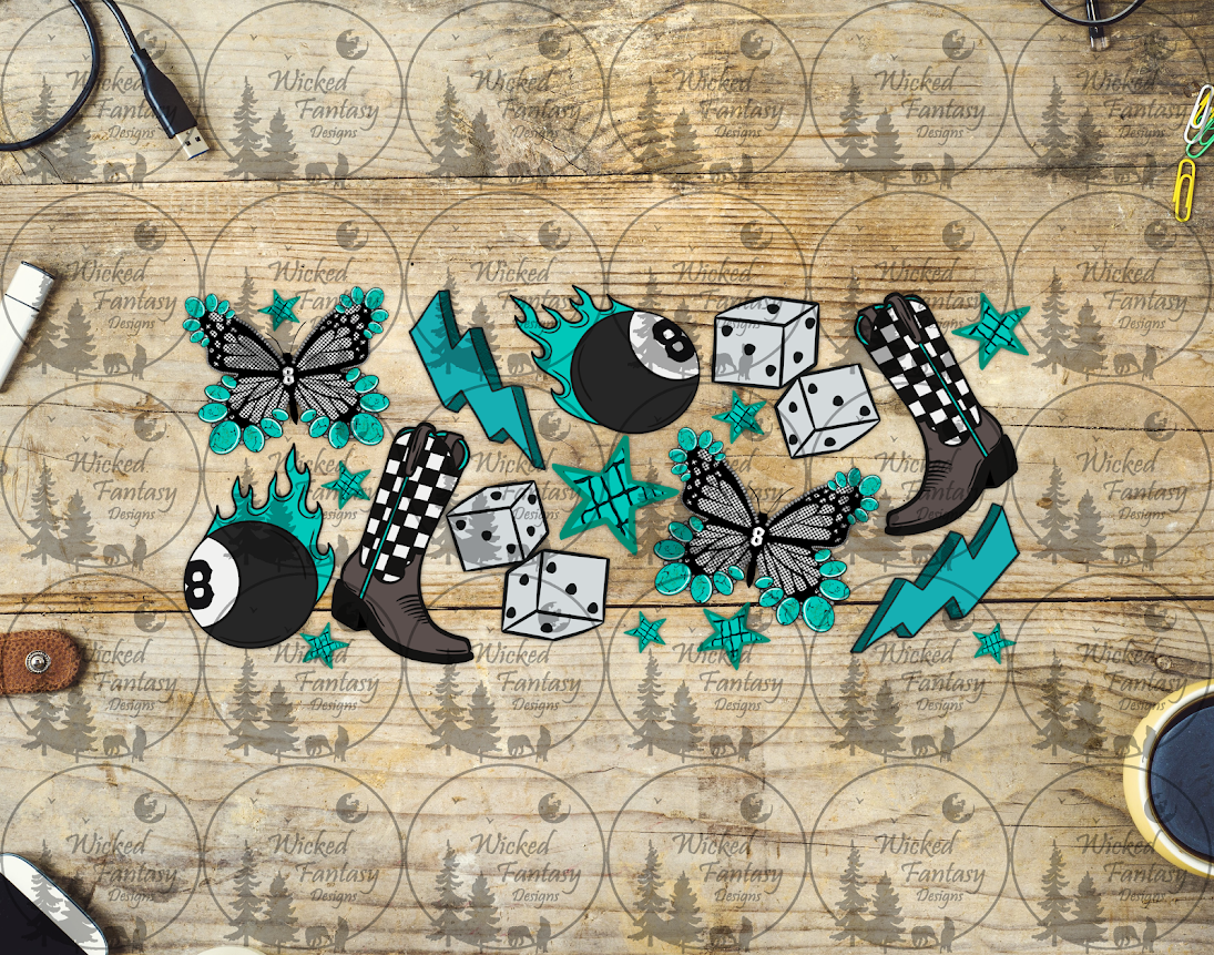 UVDTF Checkered Cowgirl 16oz 40oz