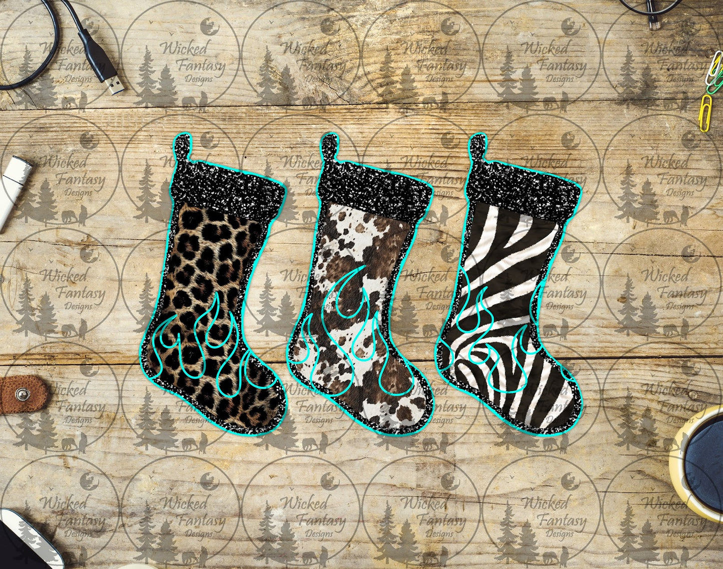 UVDTF Leopard Cowprint and Zebra Stockings