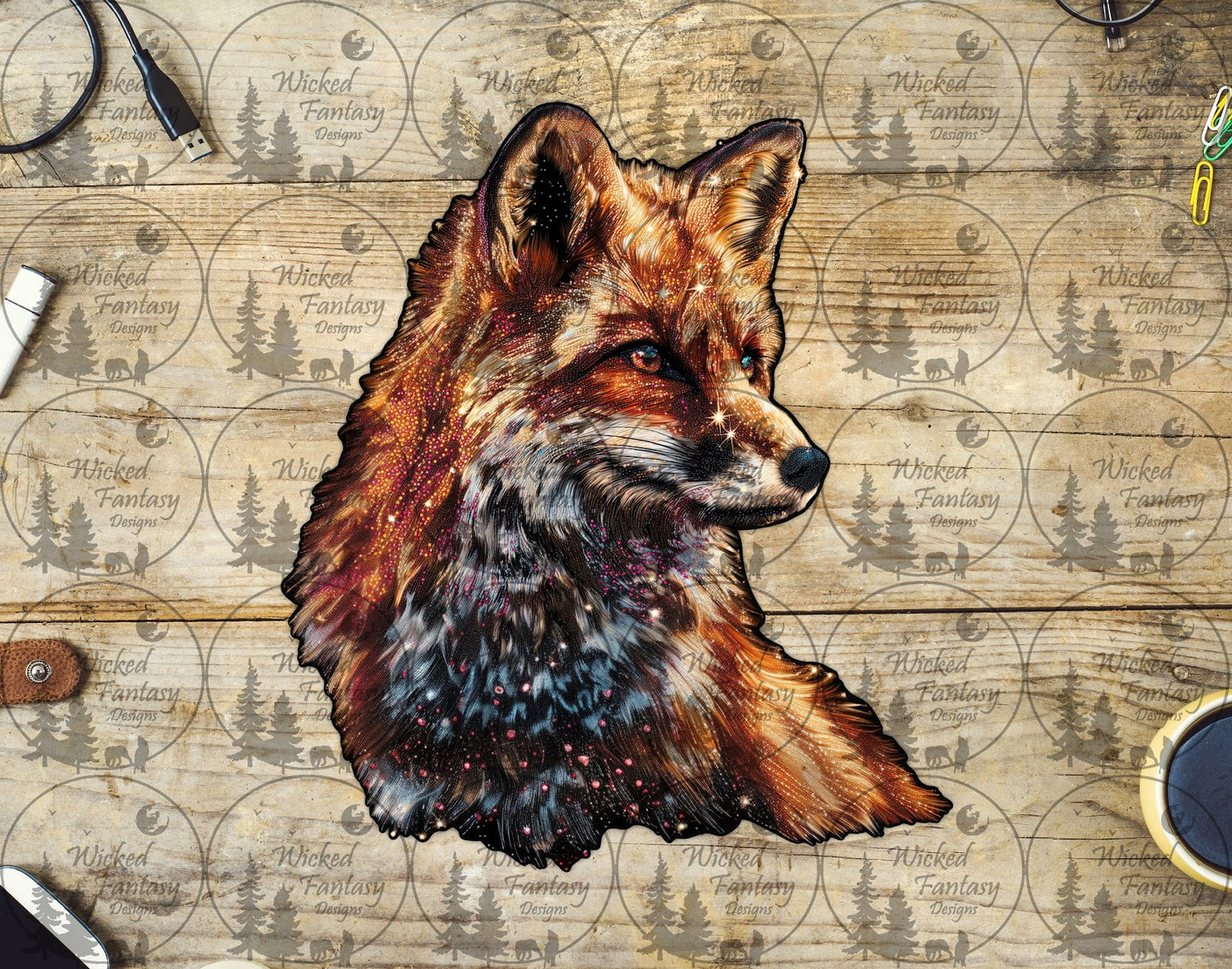 UVDTF Faux Rhinestone Fox