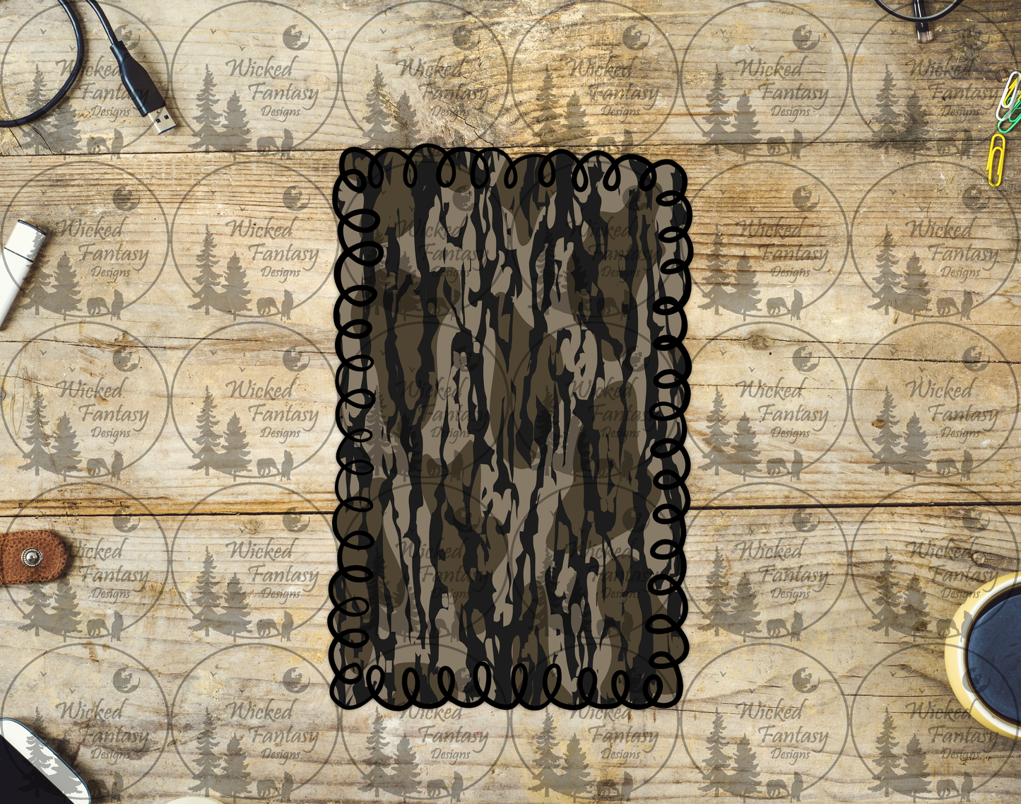 UVDTF Dark Camo Squiggles Rectangle