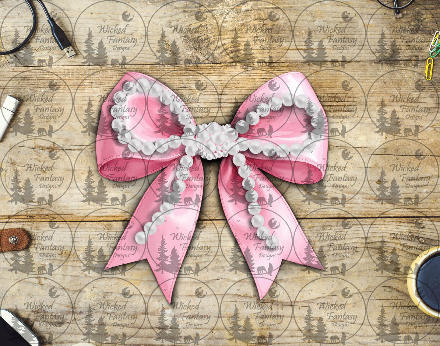 UVDTF Pink Bow with Pearls