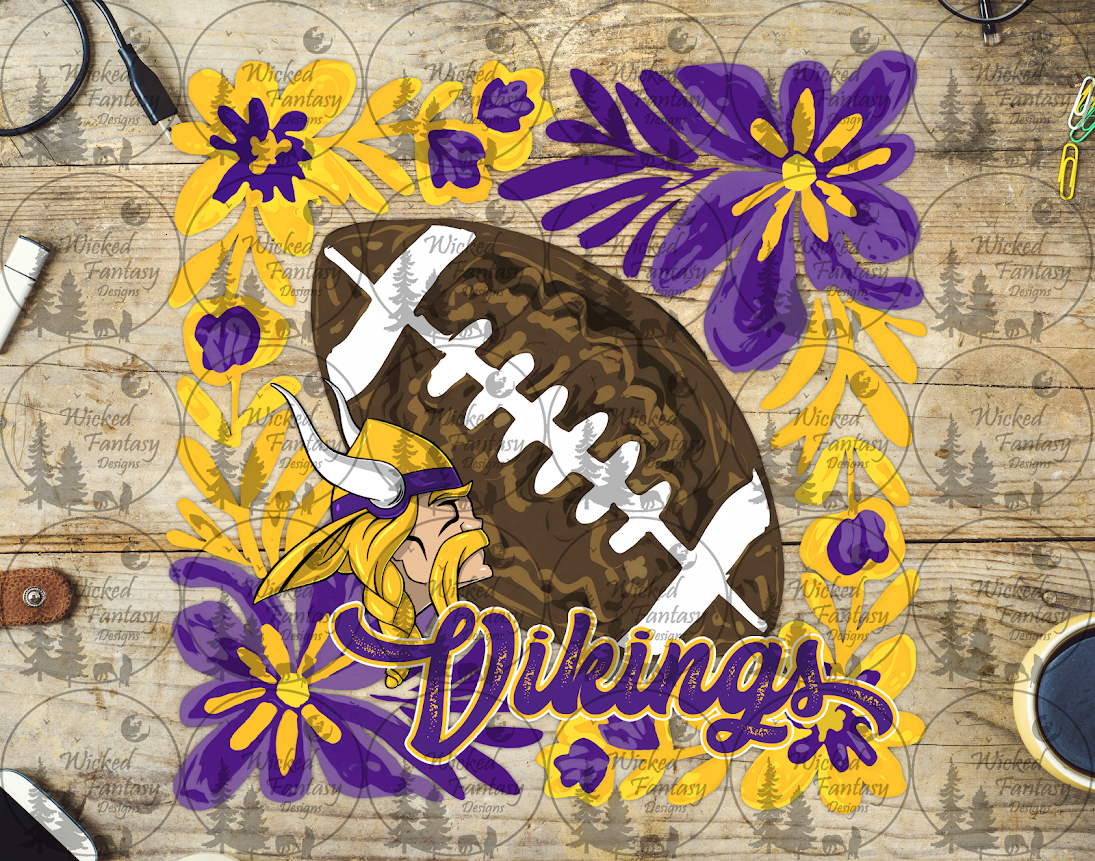 UVDTF Floral Football Vikings