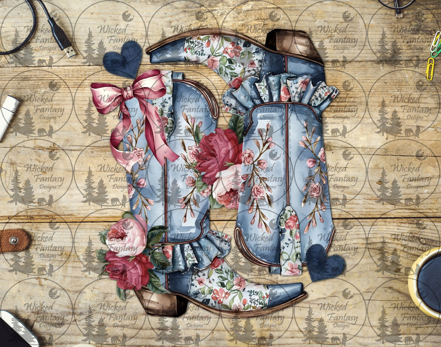 UVDTF Floral Frill Cowgirl Boots