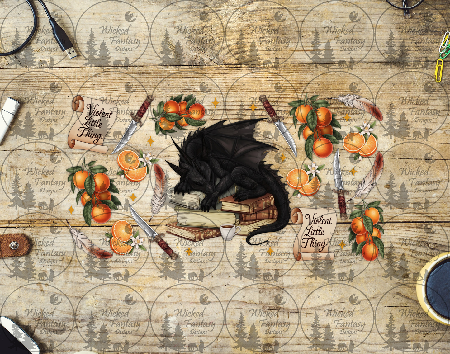 UVDTF Violent Little Thing Dragon and Books 16oz 40oz