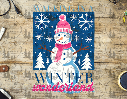 UVDTF Walking in a Winter Wonderland Pink Hat and Scarf