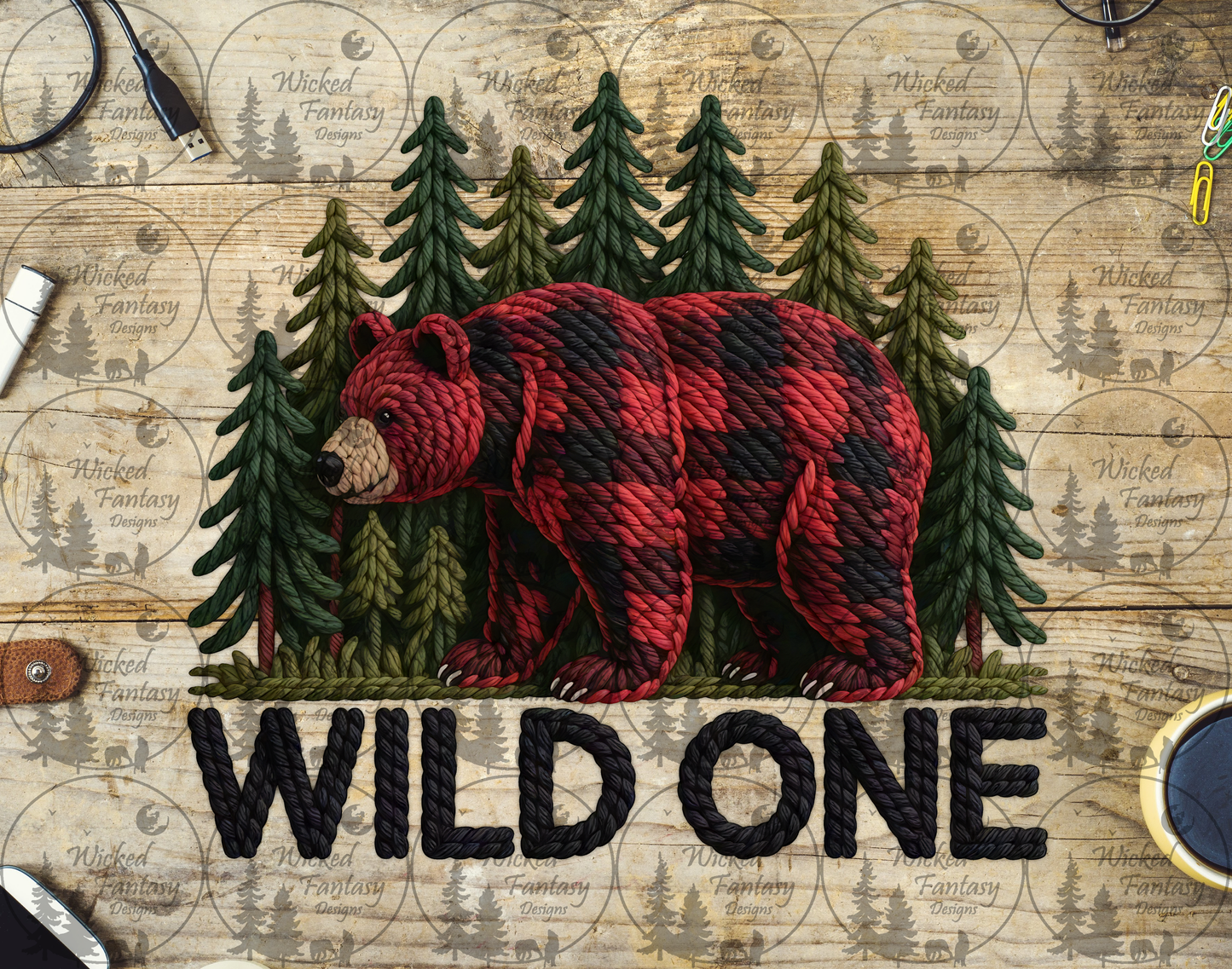 UVDTF Wild One Faux Crochet Bear