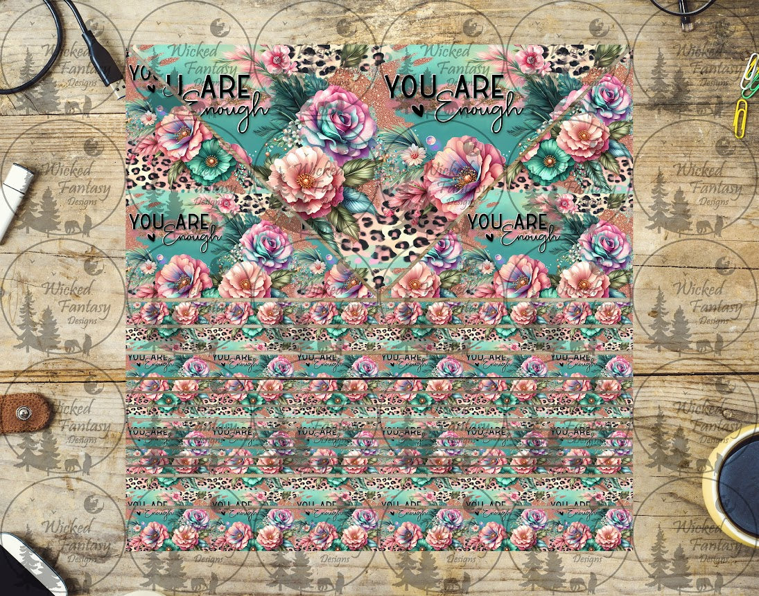 UVDTF You are Enough Leopard Triangles and Striping 20oz 30oz 10"x10" Element