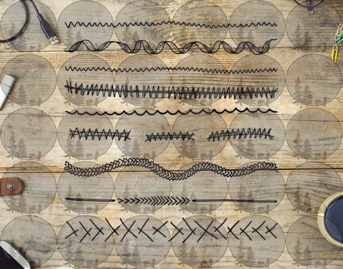 UVDTF Line Art Stitches V 6x12" Striping element