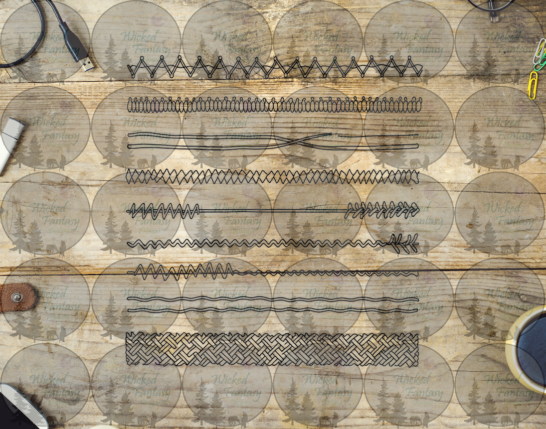 UVDTF Line Art Stitches II 6x12" Striping element