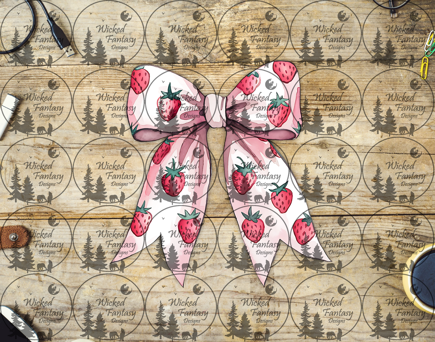 UVDTF Pink Bow with Strawberries