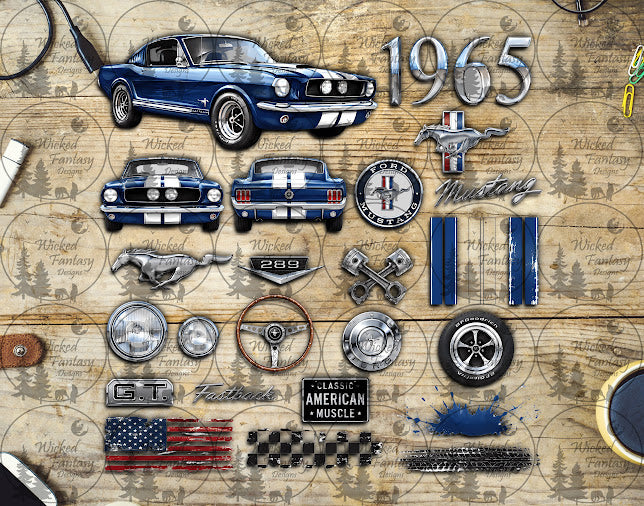 UVDTF Vintage Sports Car 11x11" Element Sheet