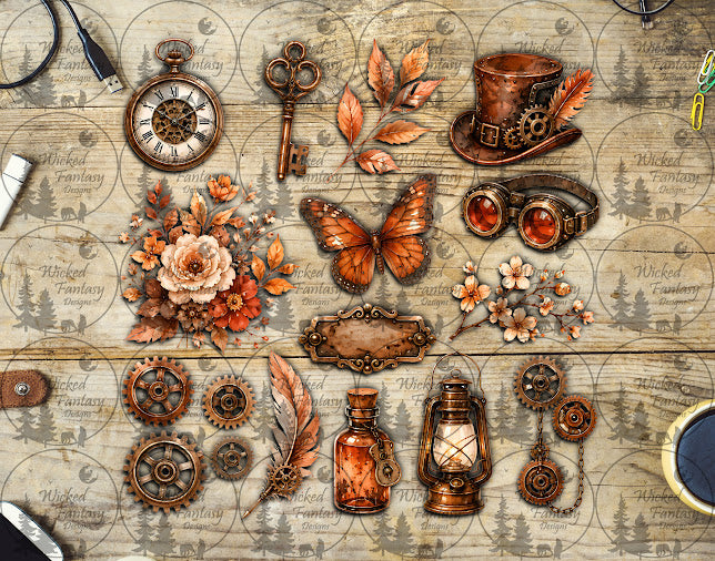 UVDTF Tangerine Steampunk 11x11" Element Sheet
