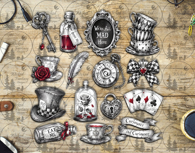 UVDTF We're All Mad Here Shades of Grey 11x11" Element Sheet