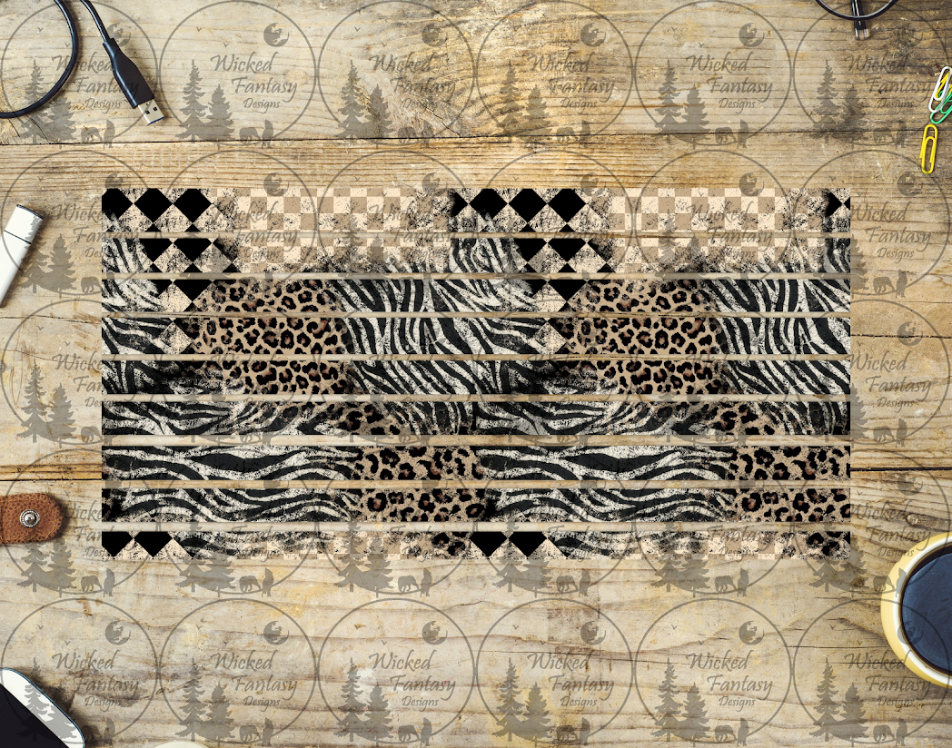UVDTF Animal Print Grunge Patchwork Striping 6x12" element