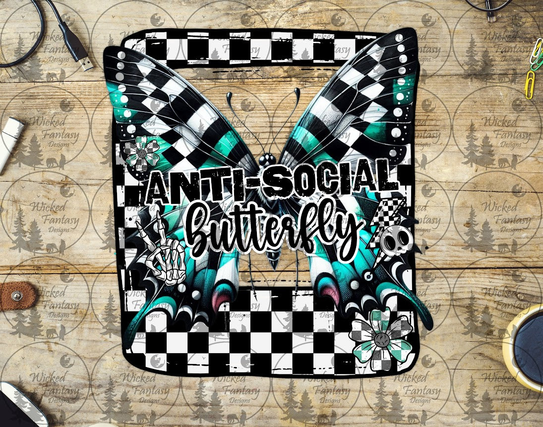UVDTF Anti Social Butterfly Teal Photo Frame