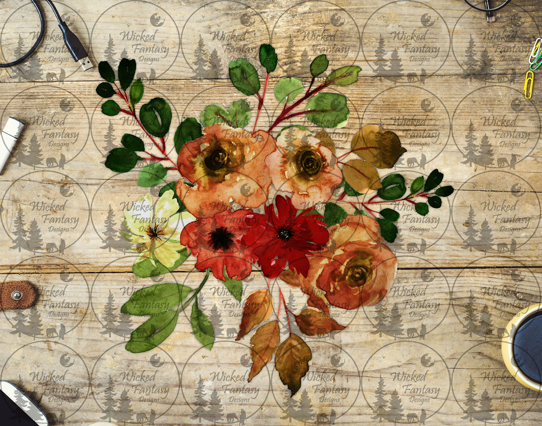 UVDTF Red Orange Floral Arrangement