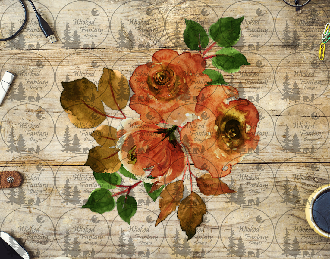 UVDTF Orange Watercolor Floral Arrangement