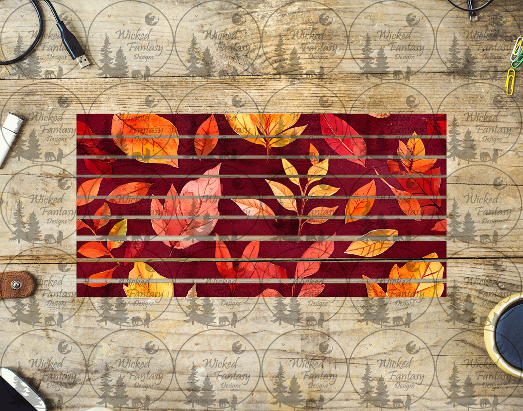 UVDTF Burgundy Autumn Leaves Striping 6x12" element