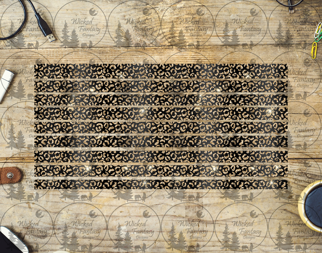 UVDTF Black and Gold Leopard Print Striping 6x12" element