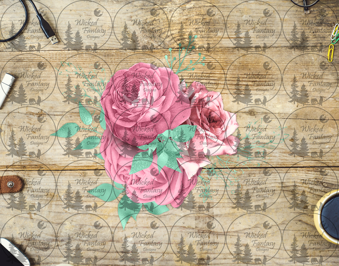 UVDTF Pastel Pink and Mint Roses