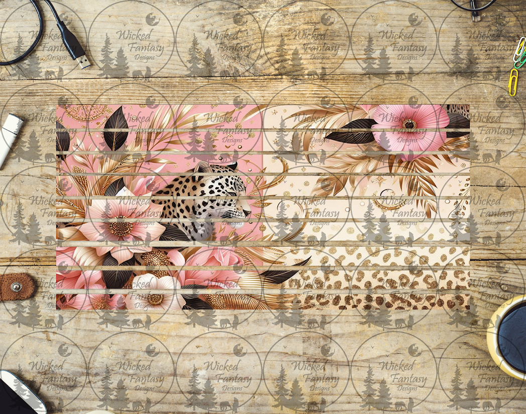 UVDTF Pink and Gold Leopard Striping 6x12" element