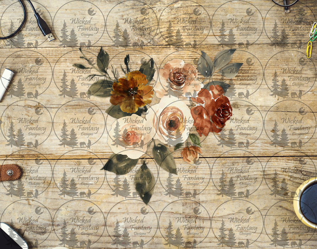 UVDTF Neutral Rust Cream Floral Spray
