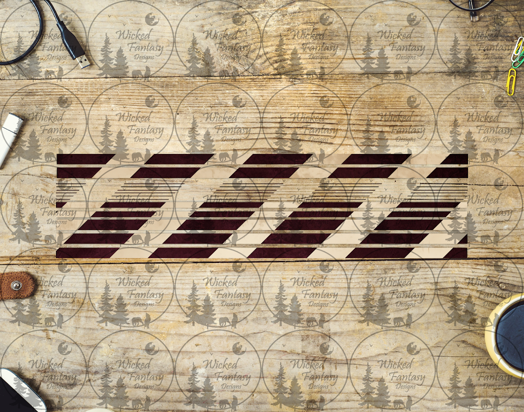 UVDTF Burgundy and Tan Diagonals 12"long Narrow Striping Element