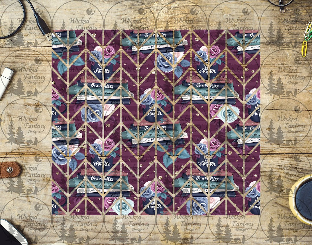 UVDTF Book Stack and Roses Tangram 20oz 30oz 10"x10" Element Sheet