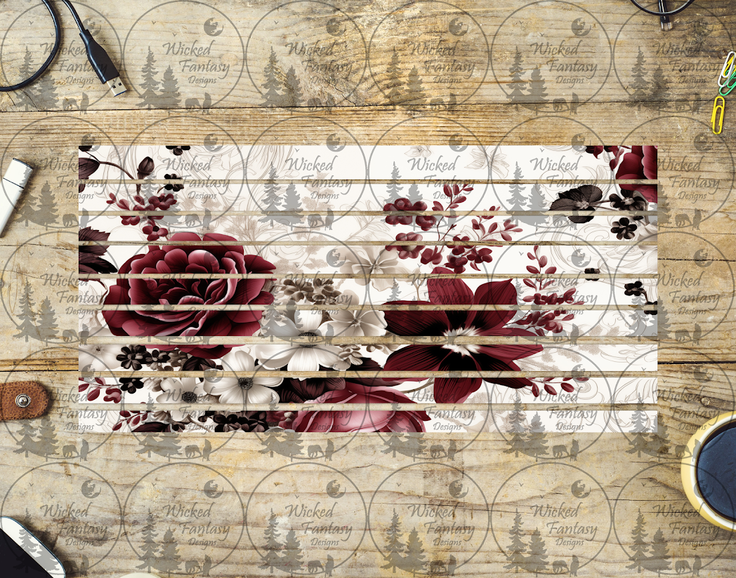 UVDTF Burgundy and White Floral 6x12" element