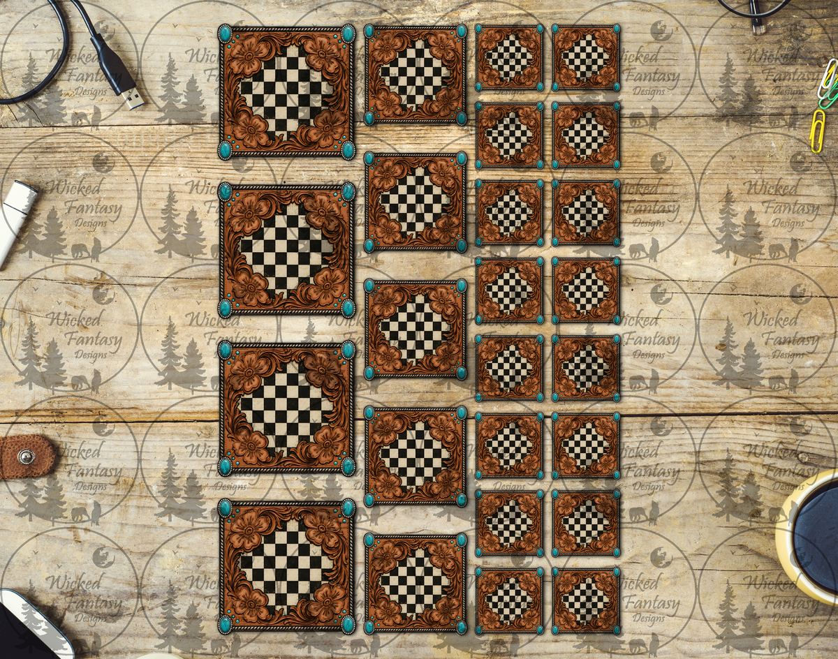 UVDTF Tooled Checkered Frame Elements 11" x 6"