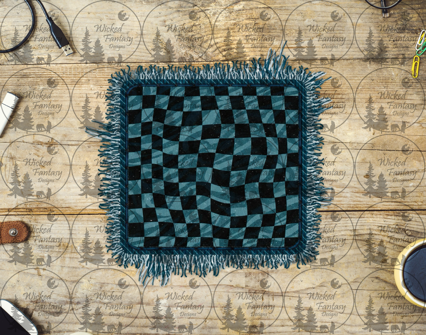 UVDTF Checkered Blue Patch