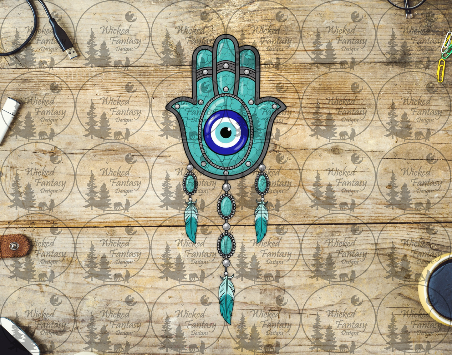 UVDTF Hamsa Turquoise Concho