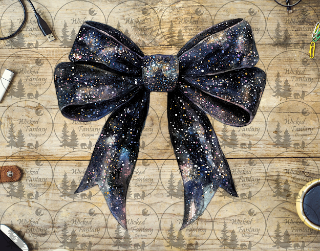 UVDTF Black Sparkling Bow