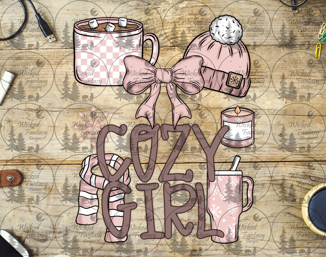 UVDTF Cozy Girl Hot Cocoa Candle and Scarf