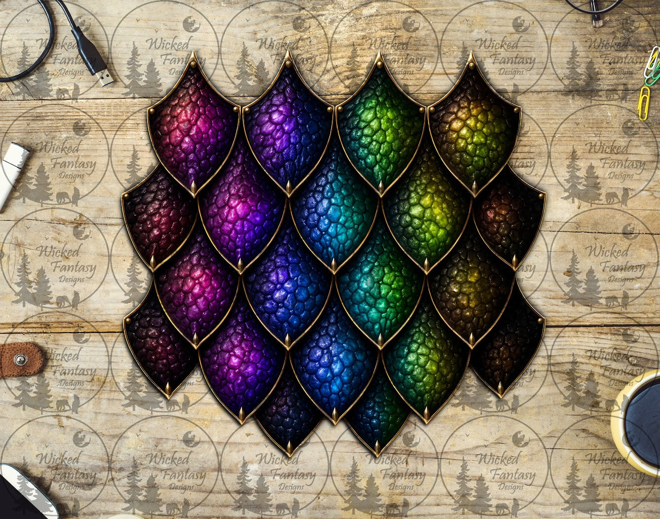 UVDTF Purple Teal Black Gradient Dragon Scale Group