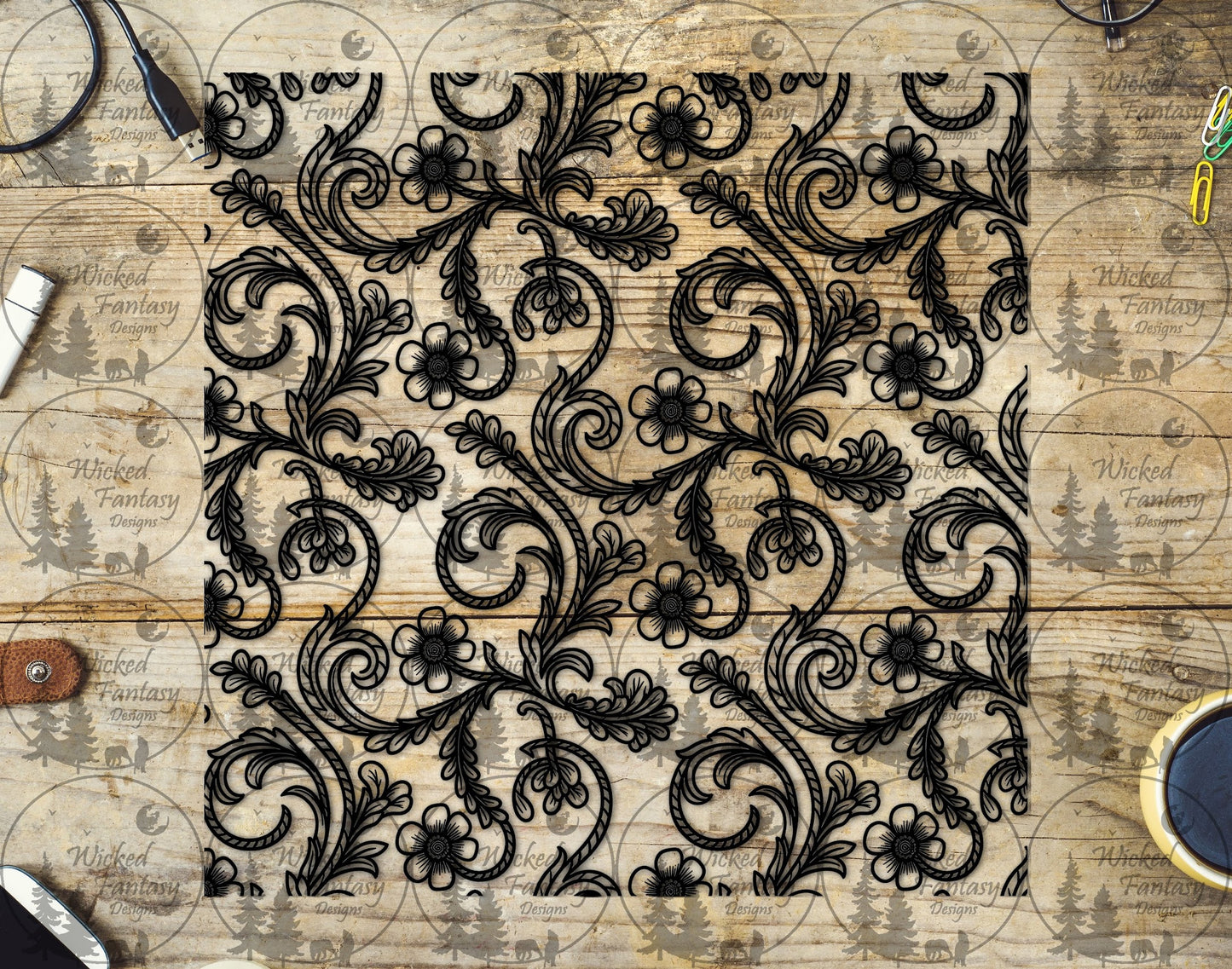 UVDTF Rope Floral Filagree 20oz 30oz 10"x10"