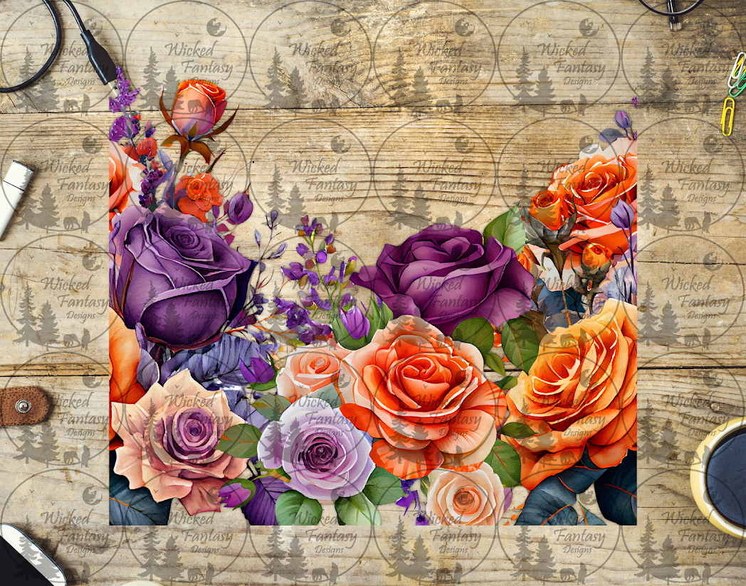 UVDTF Purple and Coral Roses 20oz 30oz 10"x10" Element