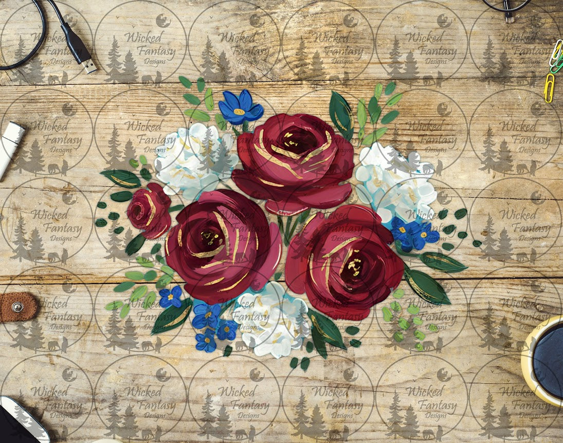 UVDTF Painted Roses Trio Floral Arrangement