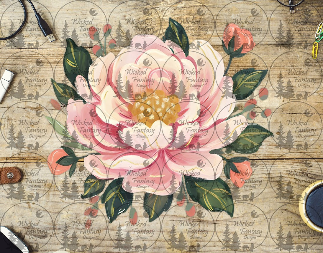 UVDTF Large Painted Pink Peony